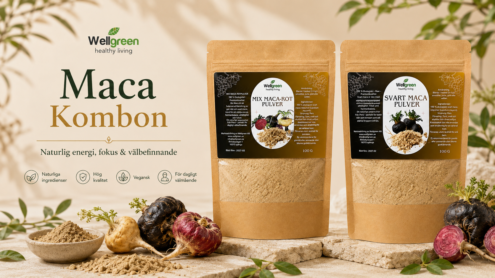 Maca Kombon — naturlig energi, fokus & välbefinnande