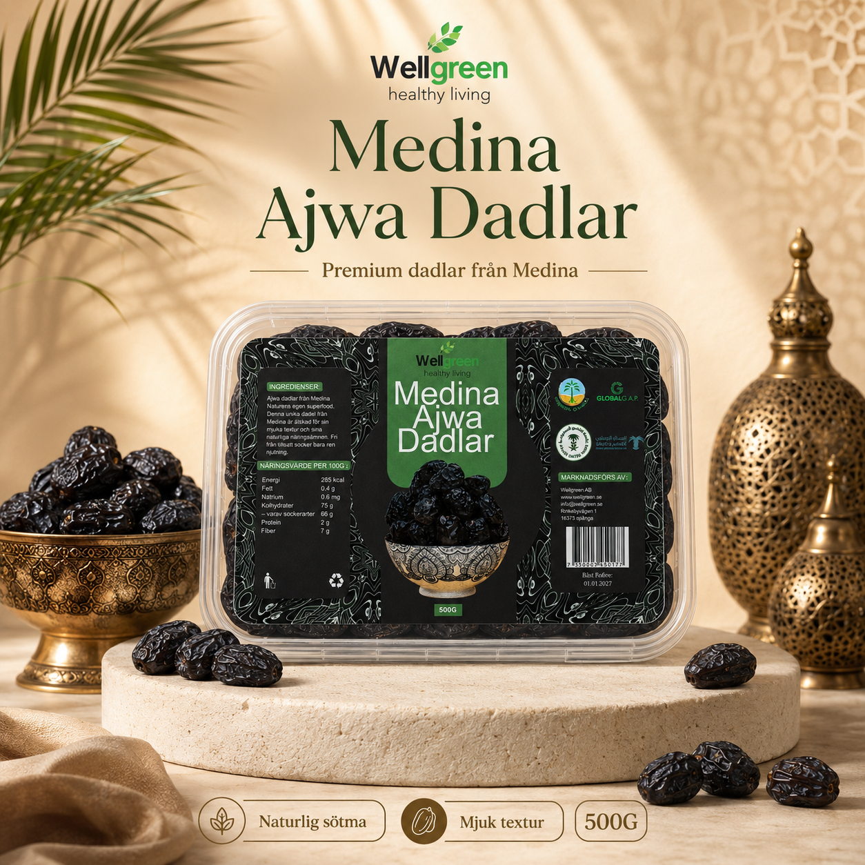 Wellgreen Medina Ajwa Dadlar — premium dadlar från Medina