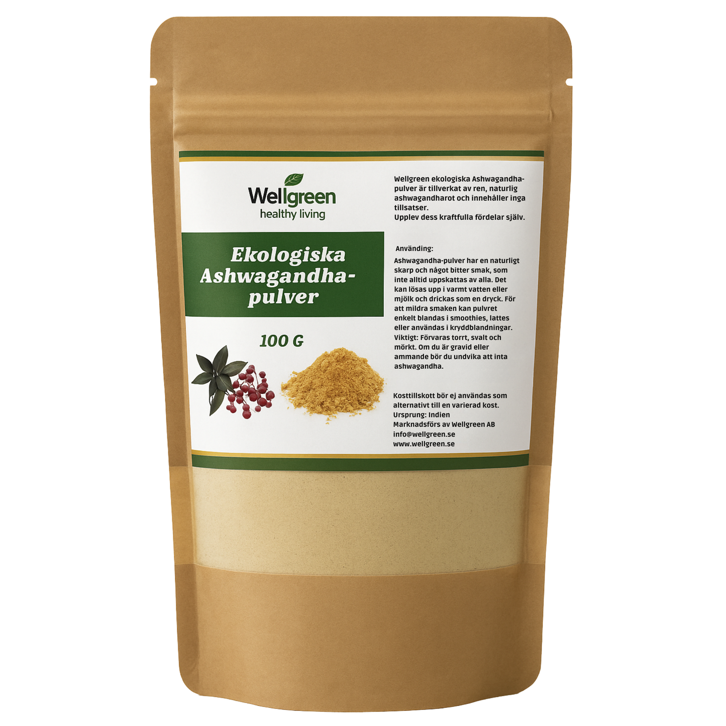Ekologisk Ashwagandha Pulver